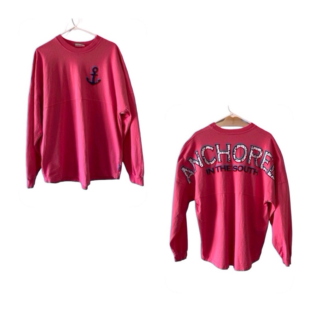 Spirit jersey - Anchored in the South Oversized Cotton Coastal Style Size M pink - Picture 2 of 12